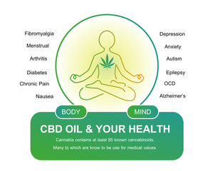 CBD oil and your health active on your body and your mind info graphic