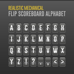 Mechanical Flip Scoreboard Alphabet. Vector Font, Board Symbols. Vector EPS10
