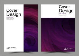 Business collection of cover book set. Magazine inspiration from abstract. White and purple color on the gray background. Template A4 size vector illustration.