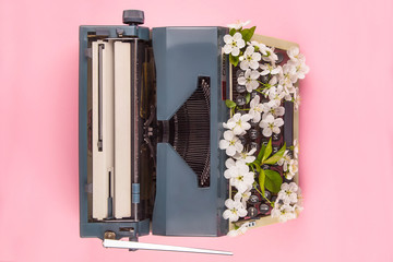 Typewriter in the modern style of life of a writer, journalist or copywriter