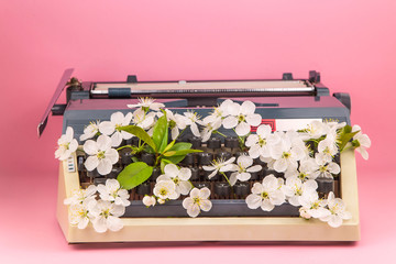 Typewriter in the modern style of life of a writer, journalist or copywriter