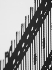 shadow of fence on wall black and white style