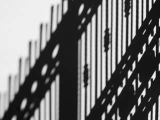 shadow of fence on wall black and white style