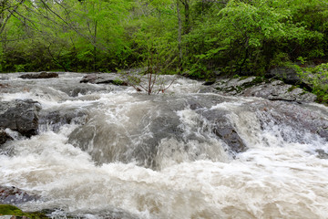 Hot Springs, Arkansas river rapids after the rain in spring