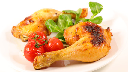 grilled chicken leg and tomato