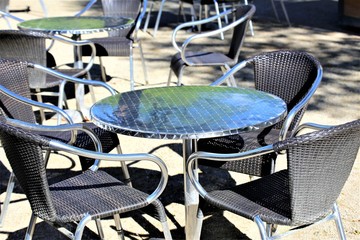 tables and chairs in cafe