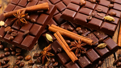 chocolate bar and spices