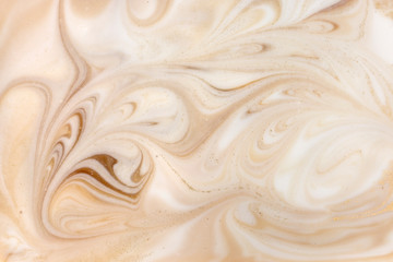 Beige marbling pattern. Golden marble liquid texture.