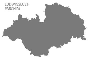 Obraz premium Ludwigslust-Parchim grey county map of Mecklenburg Western Pomerania DE