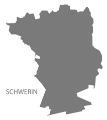 Schwerin grey county map of Mecklenburg Western Pomerania DE
