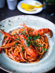 fresh italian pasta with lobster