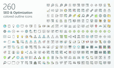 260 SEO colored outline icons