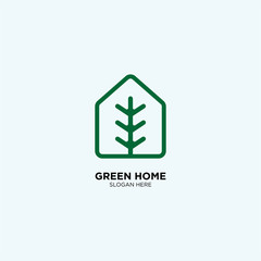 Green Home logo template, vector illustration - Vector