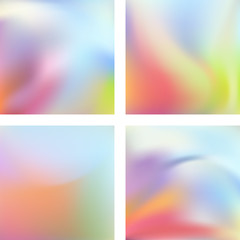 Set with pastel abstract blurred backgrounds. Vector illustration. Modern geometrical backdrop. Abstract template.