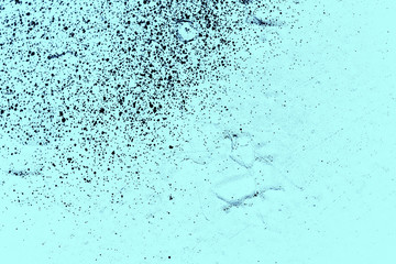 Vintage blue background. Rough painted wall of sapphire color. Imperfect plane of blue colored. Uneven old decorative toned backdrop of cyan tint. Texture of sapphirine hue. Ornamental stony surface.