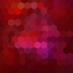 Background made of red, pink, purple hexagons. Square composition with geometric shapes. Eps 10