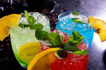 cocktails on a black background