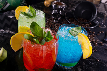 cocktails on black table