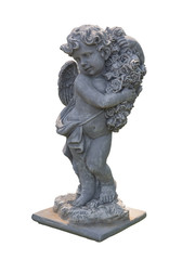 Fototapeta na wymiar Cupid sculpture on white background. (clipping path)