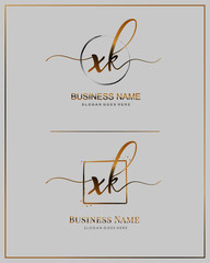 Initial X K XK handwriting logo vector. Letter handwritten logo template.