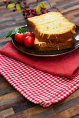 Traditional French sandwich Croque Monsieur Ham Emmental