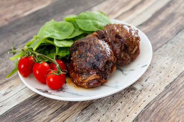 jarrett of cooked pork and its shrimps juice and mustard