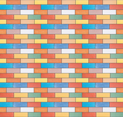 A seamless texture from multi-colored ceramic bricks made in a wall