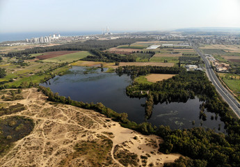 Sharon National Forest Park in the west of Hadera after a rainy winter
