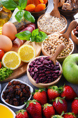 Assorted organic food products on the table
