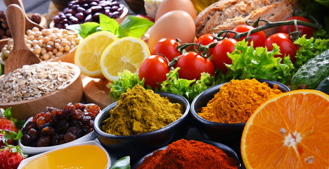 Assorted organic food products on the table