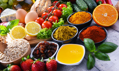 Assorted organic food products on the table