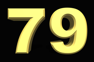 79 seventy-nine number 3d blue on a dark background
