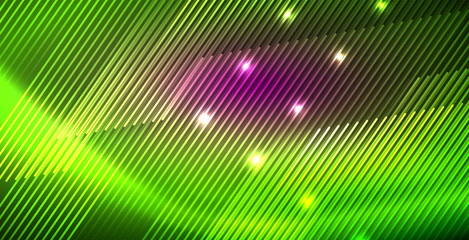 Neon glowing lines, magic energy space light concept, abstract background wallpaper design