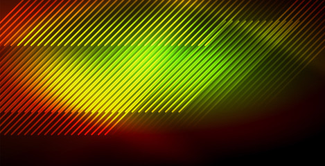 Neon glowing wave, magic energy and light motion background