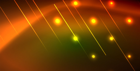 Neon glowing wave, magic energy and light motion background