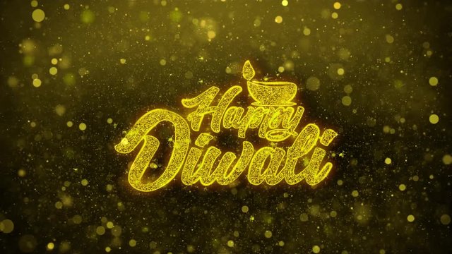 Shubh Happy Diwali Greetings card Abstract Blinking Golden Sparkles Glitter Firework Particle Looped Background. Gift, card, Invitation, Celebration, Events, Message, Holiday, Festival
