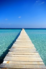 wooden jetty in shallow water