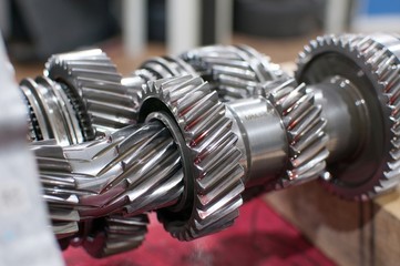 Obraz na płótnie Canvas shiny transmission gears car engine