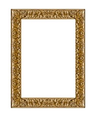 Golden frame for paintings, mirrors or photo isolated on white background