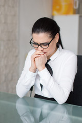 Businesswoman crying about her situation in job