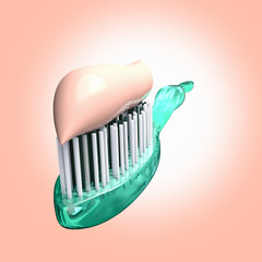 Fototapeta na wymiar 3D rendering of a close up of a toothbrush with toothpaste