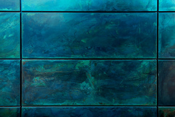 Blaue Kachelwand als Hintergrund / Textur