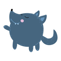 Cute wolf cub on a white background.