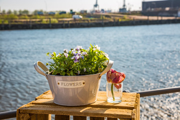 Blumen - Dekoration auf einem Tisch