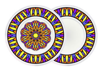 Set of Circle Floral Pattern and frame. Hand Draw Mandala. Decorative Elements. Vector Illustration. Anti-Stress Therapy Pattern