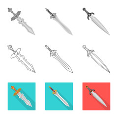Isolated object of game  and armor  symbol. Collection of game  and blade  stock vector illustration.