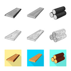 Vector illustration of tree   and raw  sign. Collection of tree   and construction stock vector illustration.