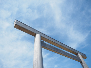 Torii gate with blue sky in Mie, Japan.