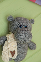 Gray Little Crocheted Hippo