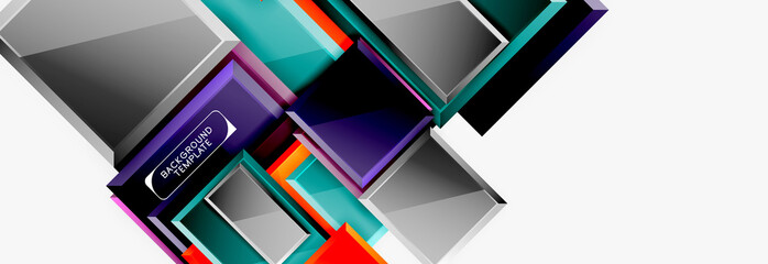 Geometrical design squares abstract banner, glossy shiny effects